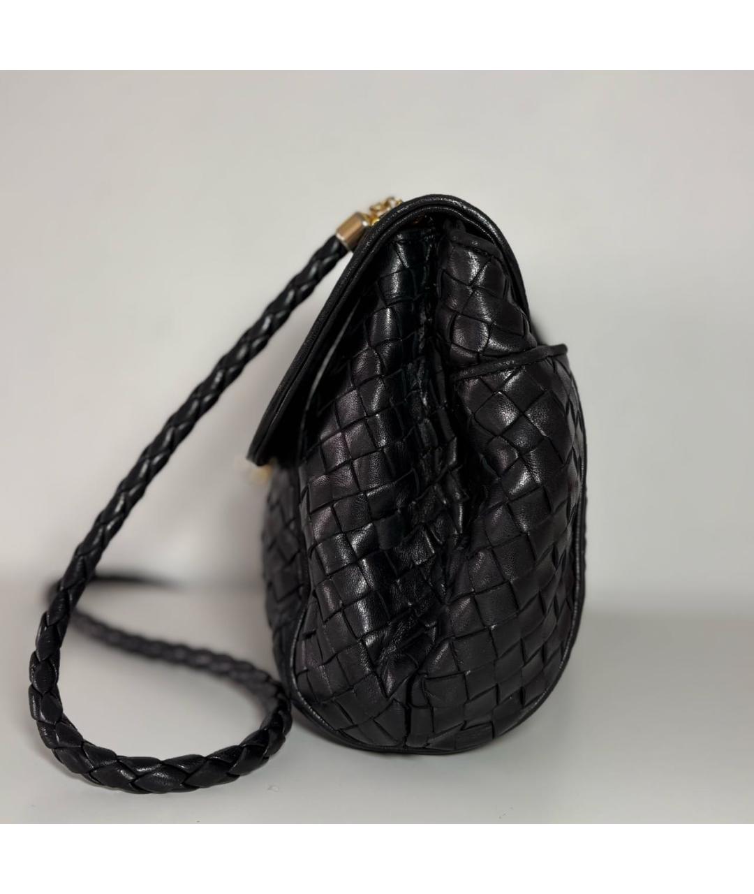BOTTEGA VENETA Черная кожаная сумка через плечо, фото 5