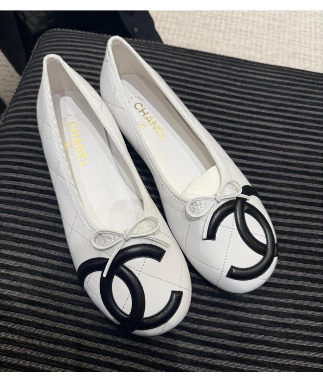 CHANEL Белые кожаные балетки, фото 4