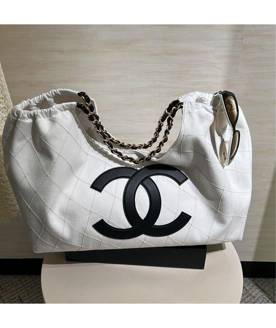 CHANEL Белая кожаная сумка тоут, фото 3