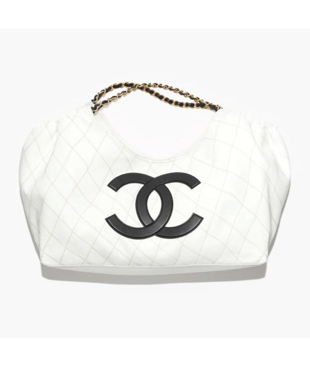 CHANEL Белая кожаная сумка тоут, фото 9