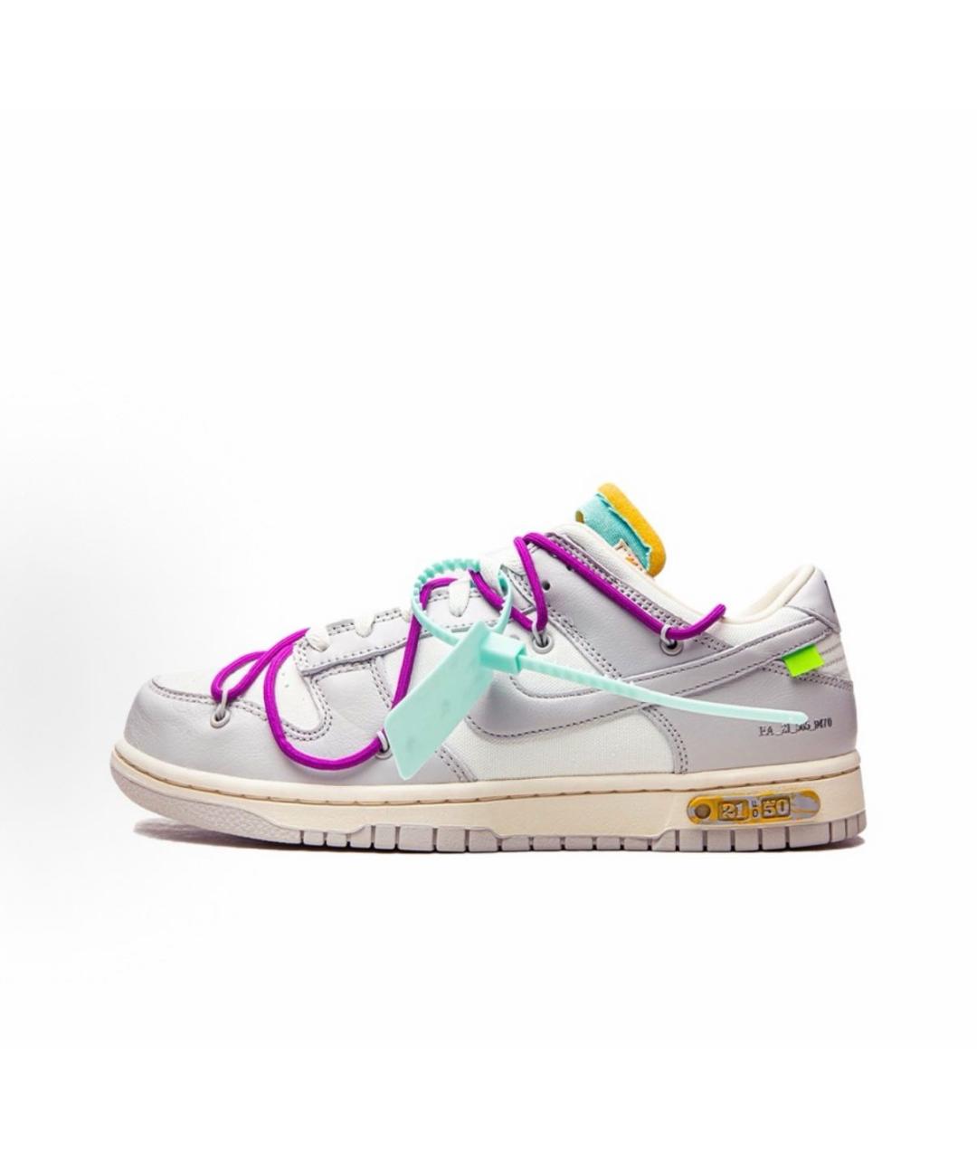 NIKE X OFF-WHITE Серые кожаные низкие кроссовки / кеды, фото 4