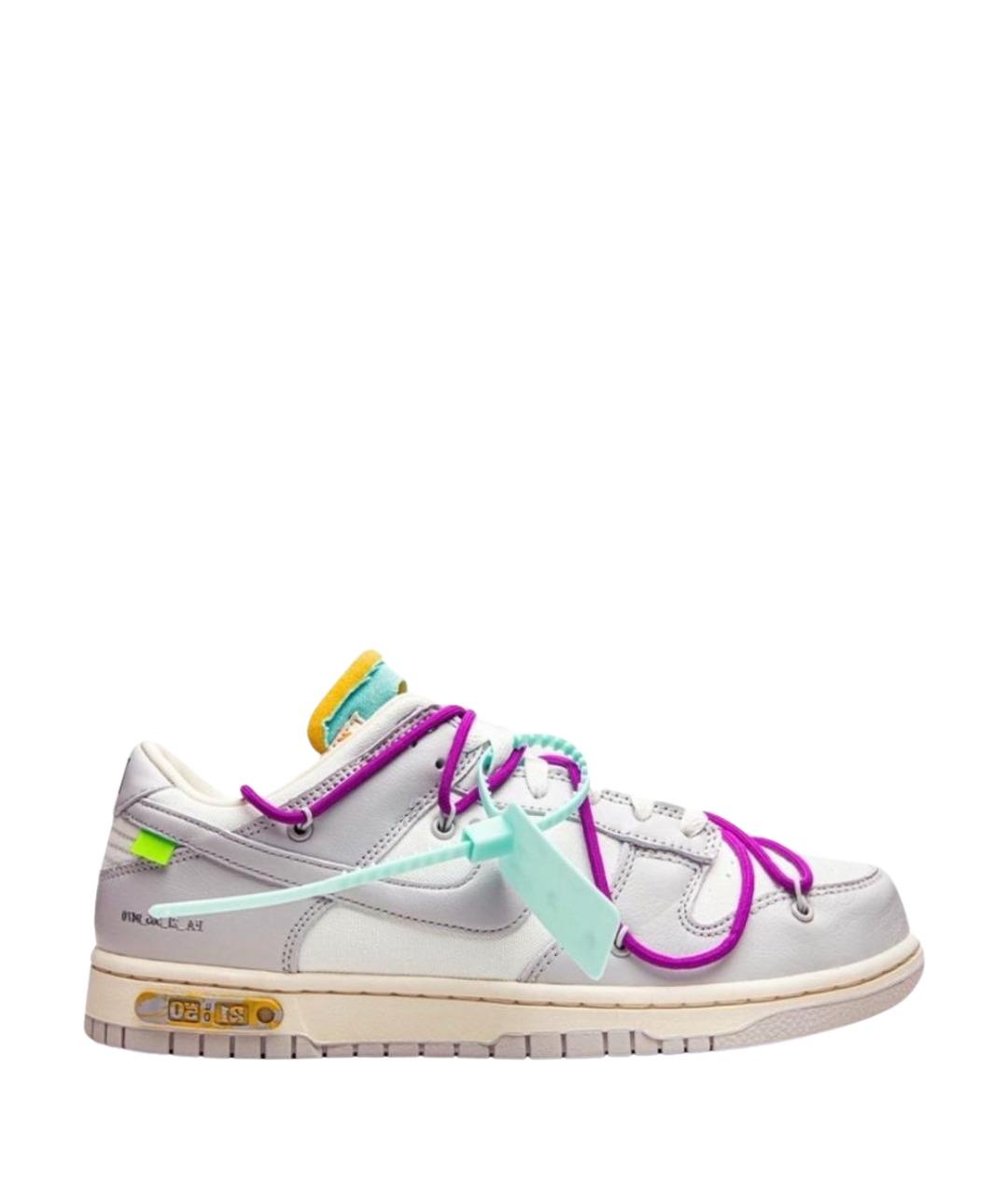 NIKE X OFF-WHITE Серые кожаные низкие кроссовки / кеды, фото 1