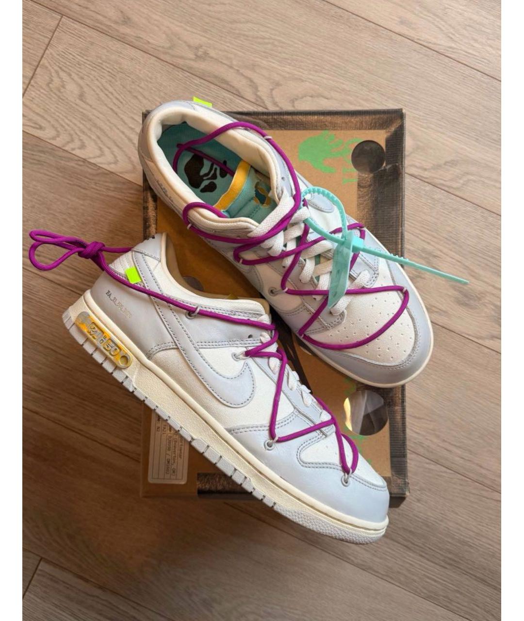 NIKE X OFF-WHITE Серые кожаные низкие кроссовки / кеды, фото 2