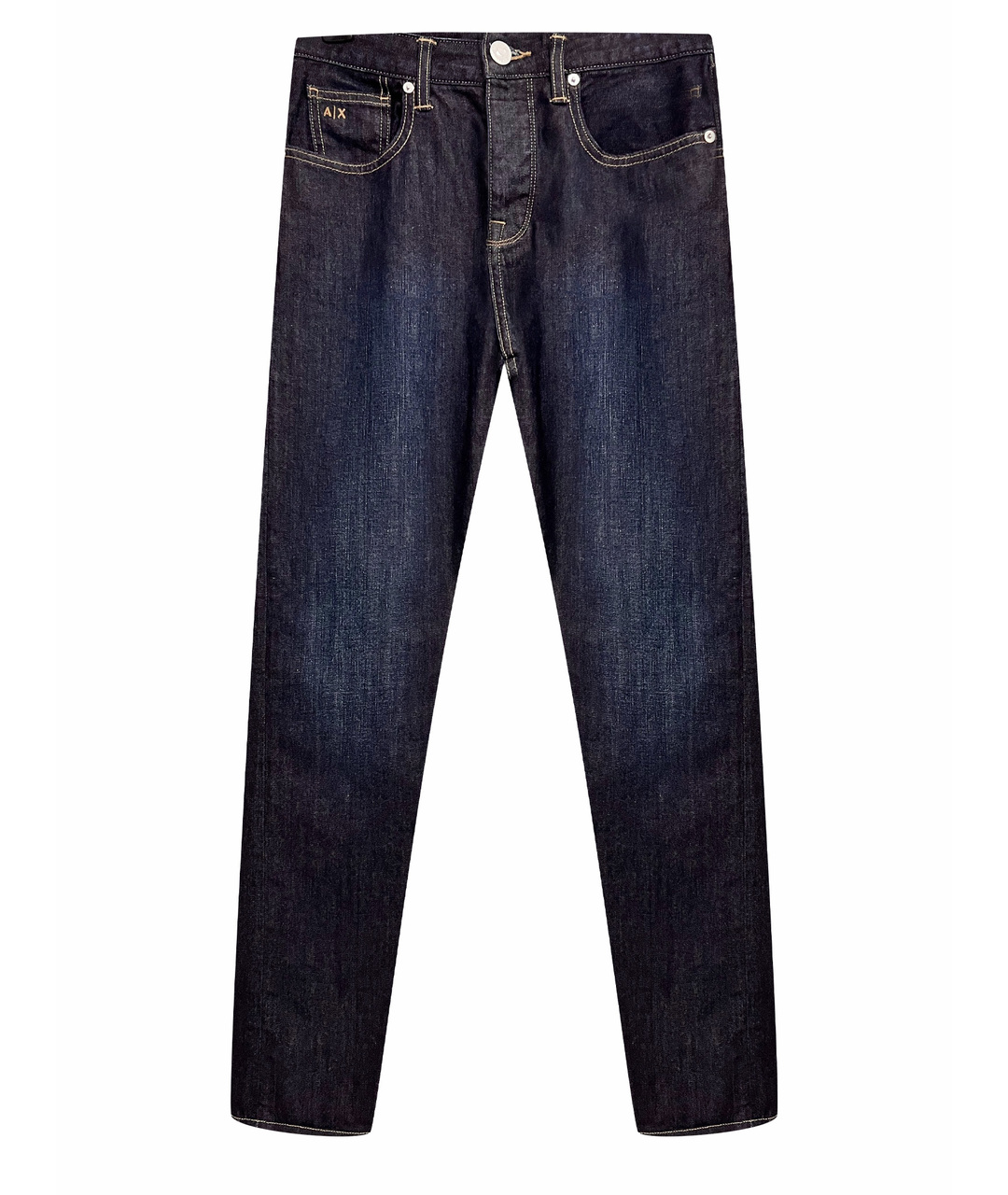 ARMANI EXCHANGE Темно-синие хлопко-эластановые прямые джинсы, фото 1