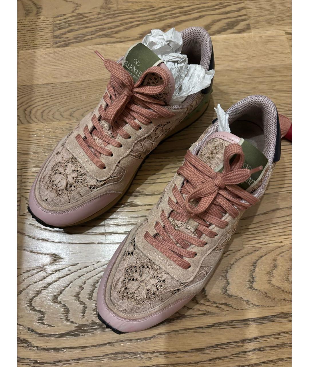VALENTINO Розовые кожаные кроссовки, фото 4