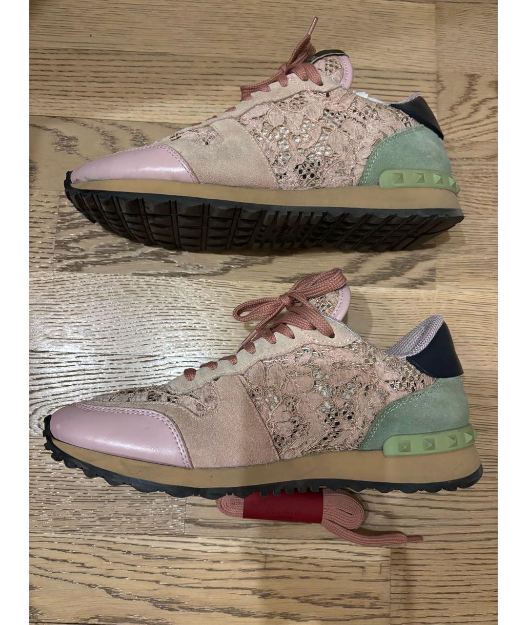 VALENTINO Розовые кожаные кроссовки, фото 6