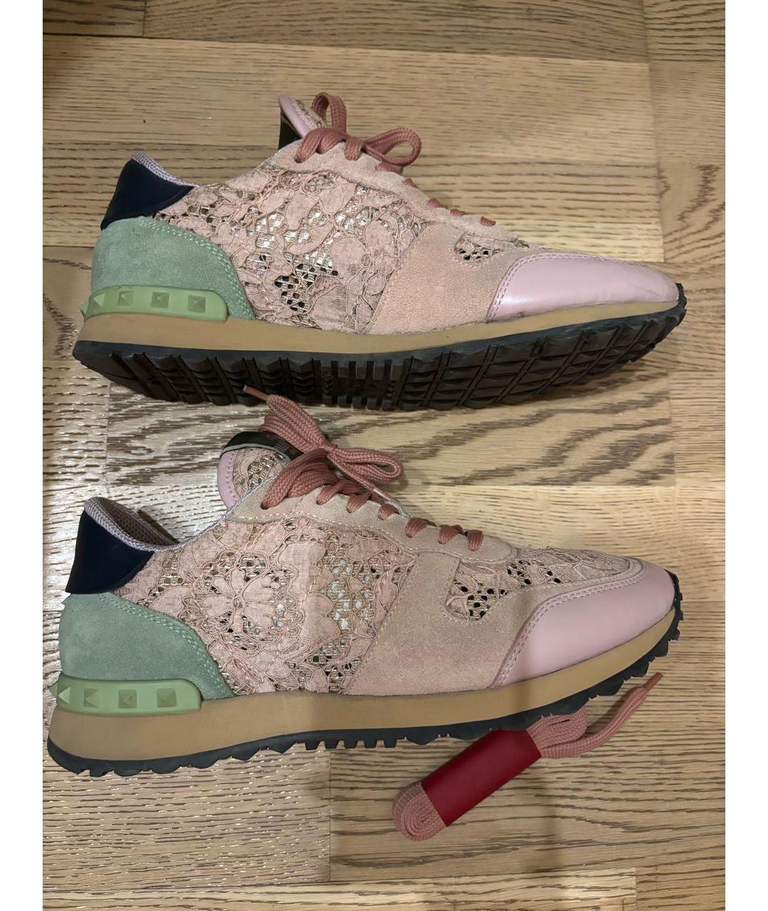 VALENTINO Розовые кожаные кроссовки, фото 8