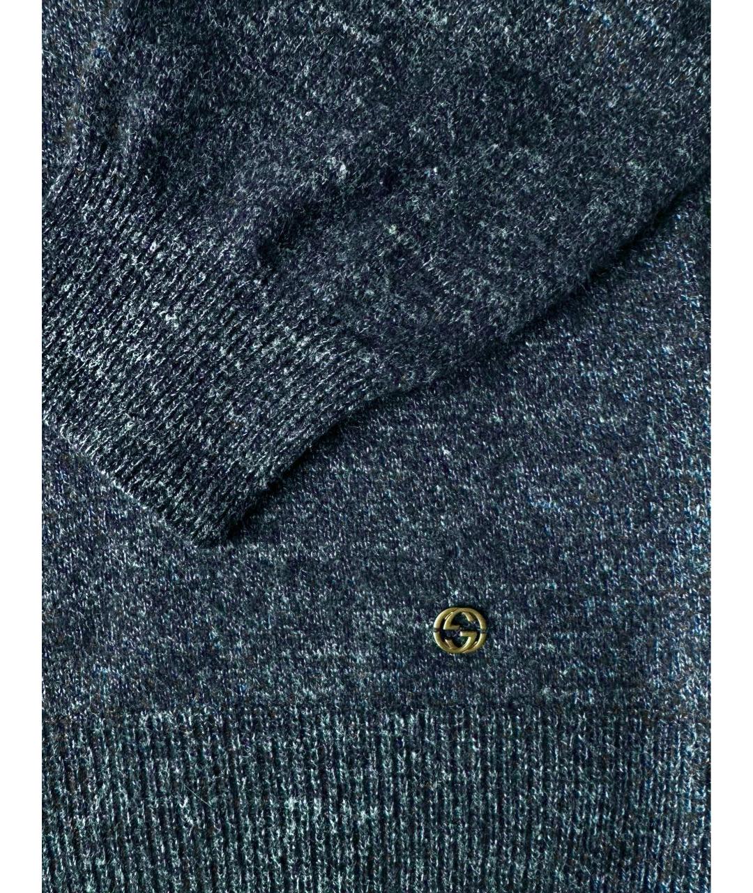 GUCCI Темно-синий шерстяной джемпер / свитер, фото 4
