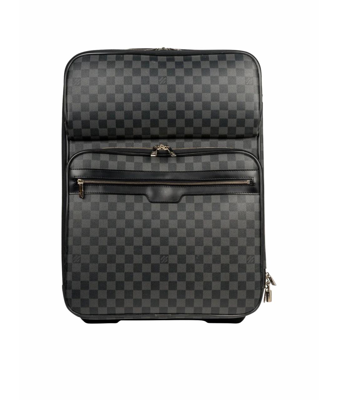 LOUIS VUITTON Антрацитовый кожаный чемодан, фото 1