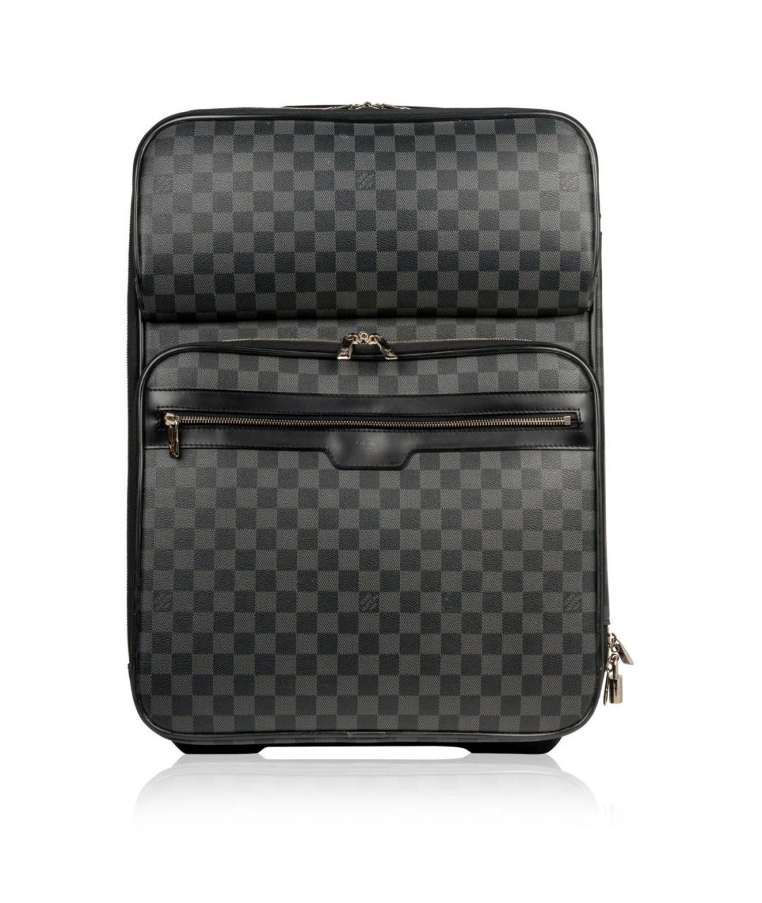 LOUIS VUITTON Антрацитовый кожаный чемодан, фото 9
