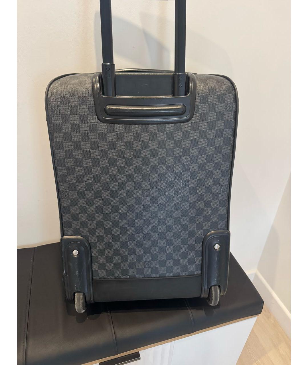 LOUIS VUITTON Антрацитовый кожаный чемодан, фото 5