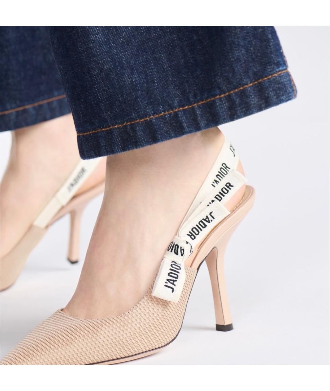 CHRISTIAN DIOR Бежевые текстильные туфли, фото 7