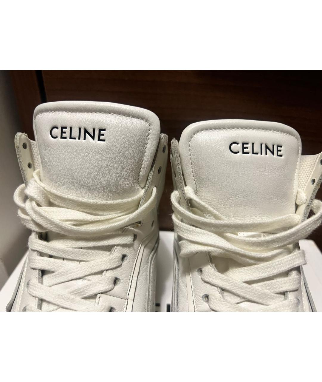 CELINE Белые кожаные кроссовки, фото 7