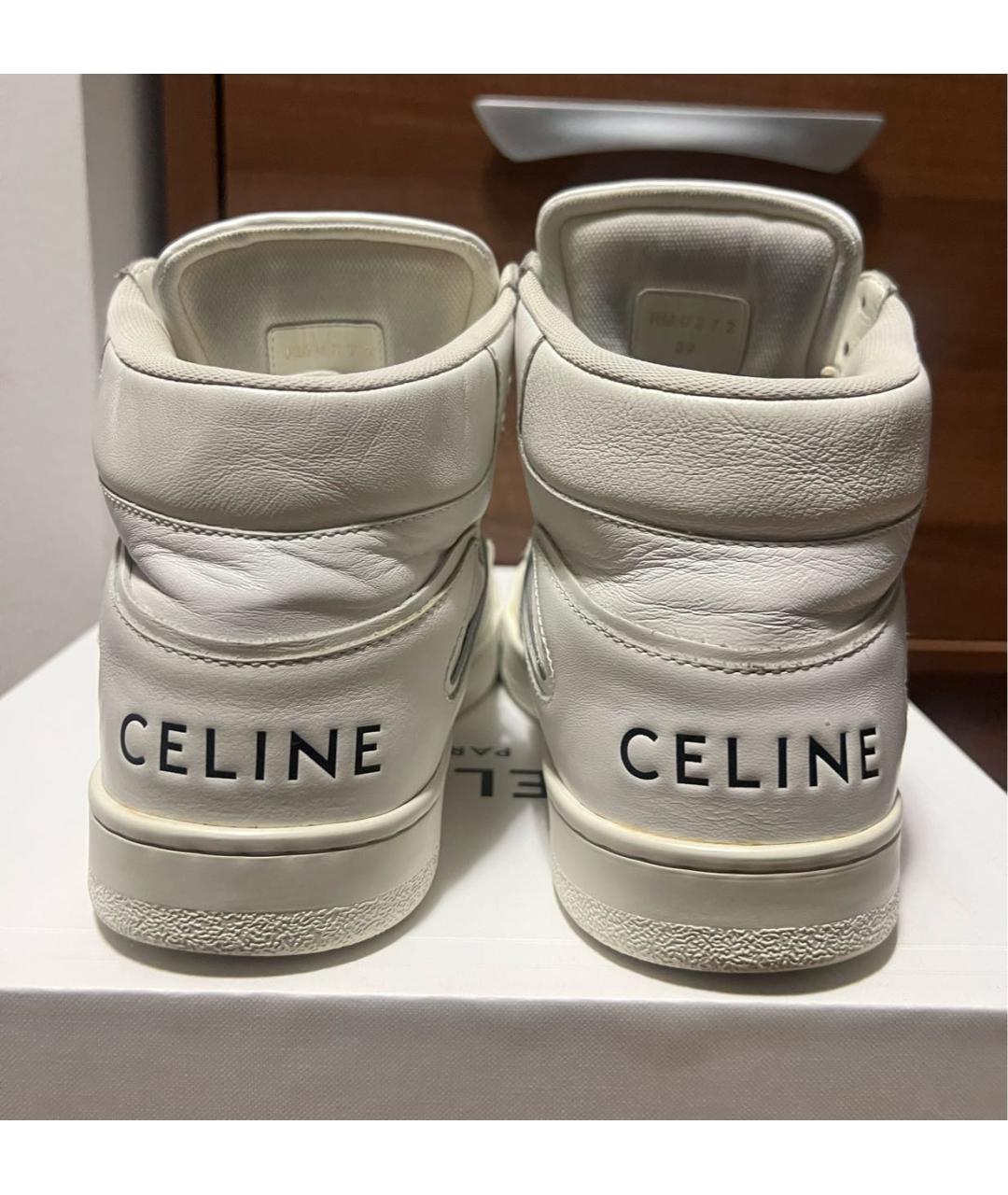 CELINE Белые кожаные кроссовки, фото 4