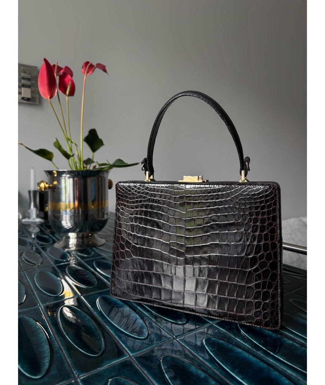 LANVIN Коричневая сумка с короткими ручками из экзотической кожи, фото 3