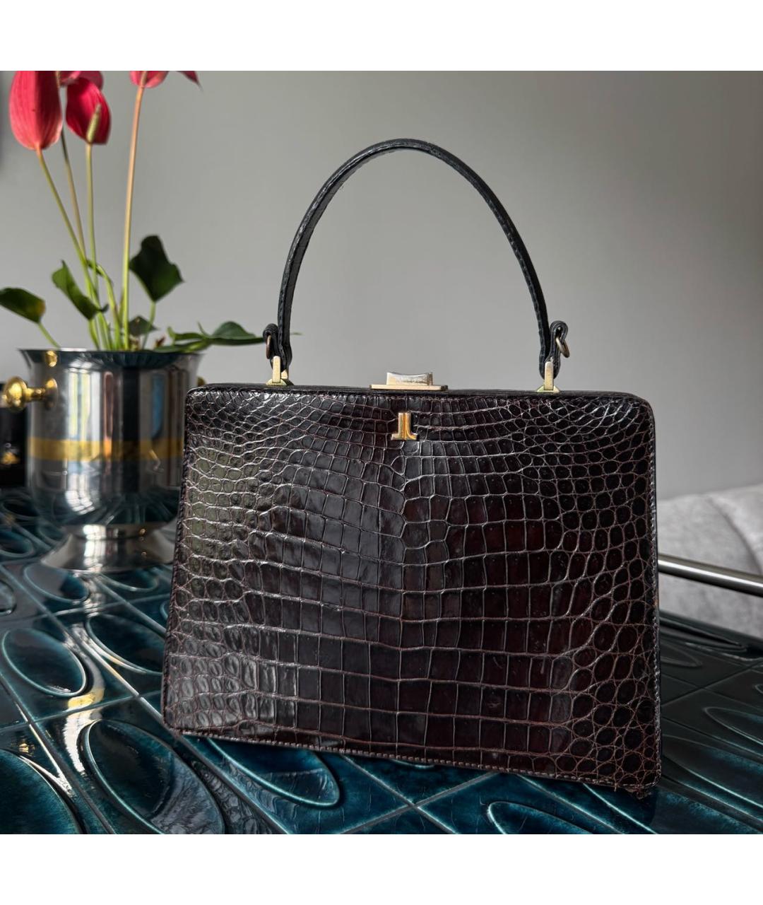 LANVIN Коричневая сумка с короткими ручками из экзотической кожи, фото 2