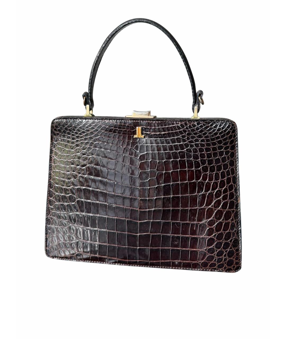 LANVIN Коричневая сумка с короткими ручками из экзотической кожи, фото 1