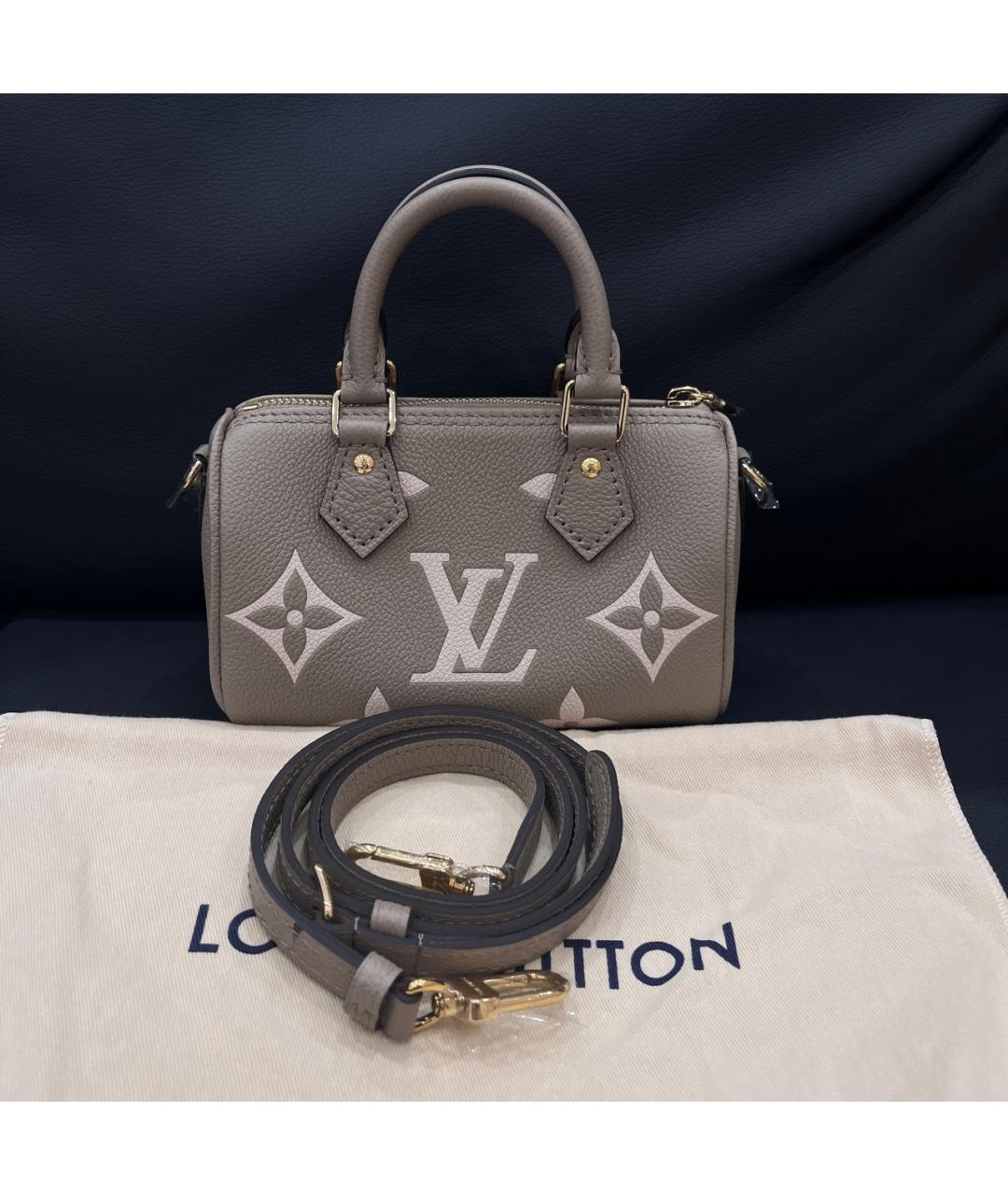 LOUIS VUITTON Серая кожаная сумка с короткими ручками, фото 2