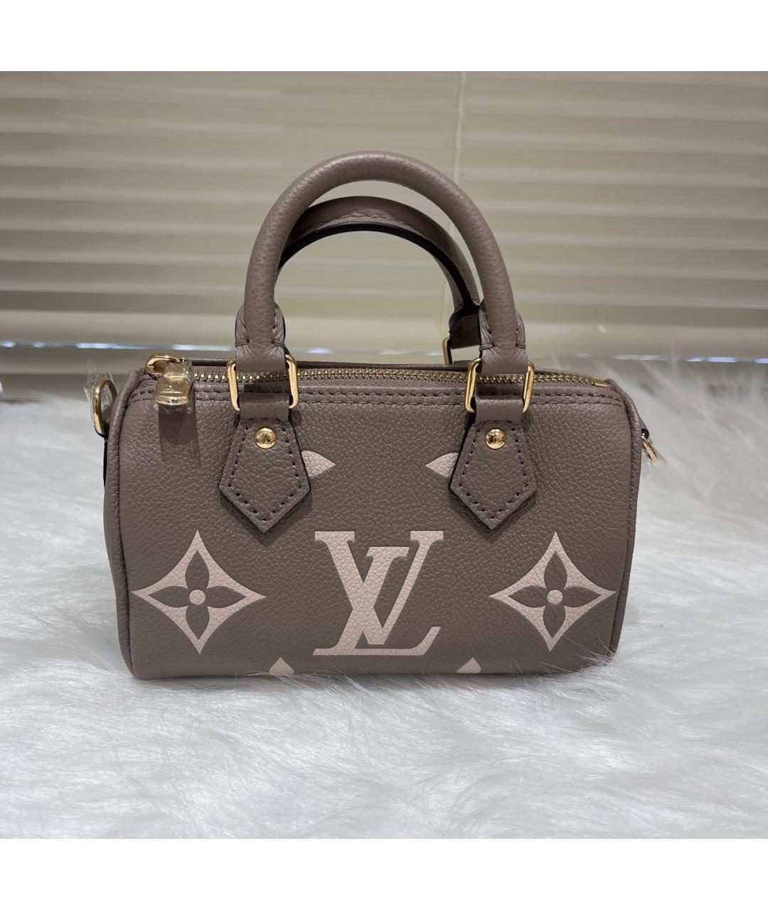 LOUIS VUITTON Серая кожаная сумка с короткими ручками, фото 7