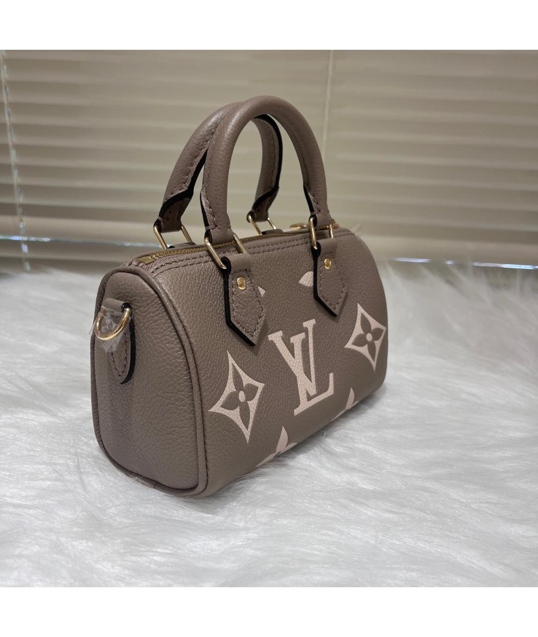 LOUIS VUITTON Серая кожаная сумка с короткими ручками, фото 3