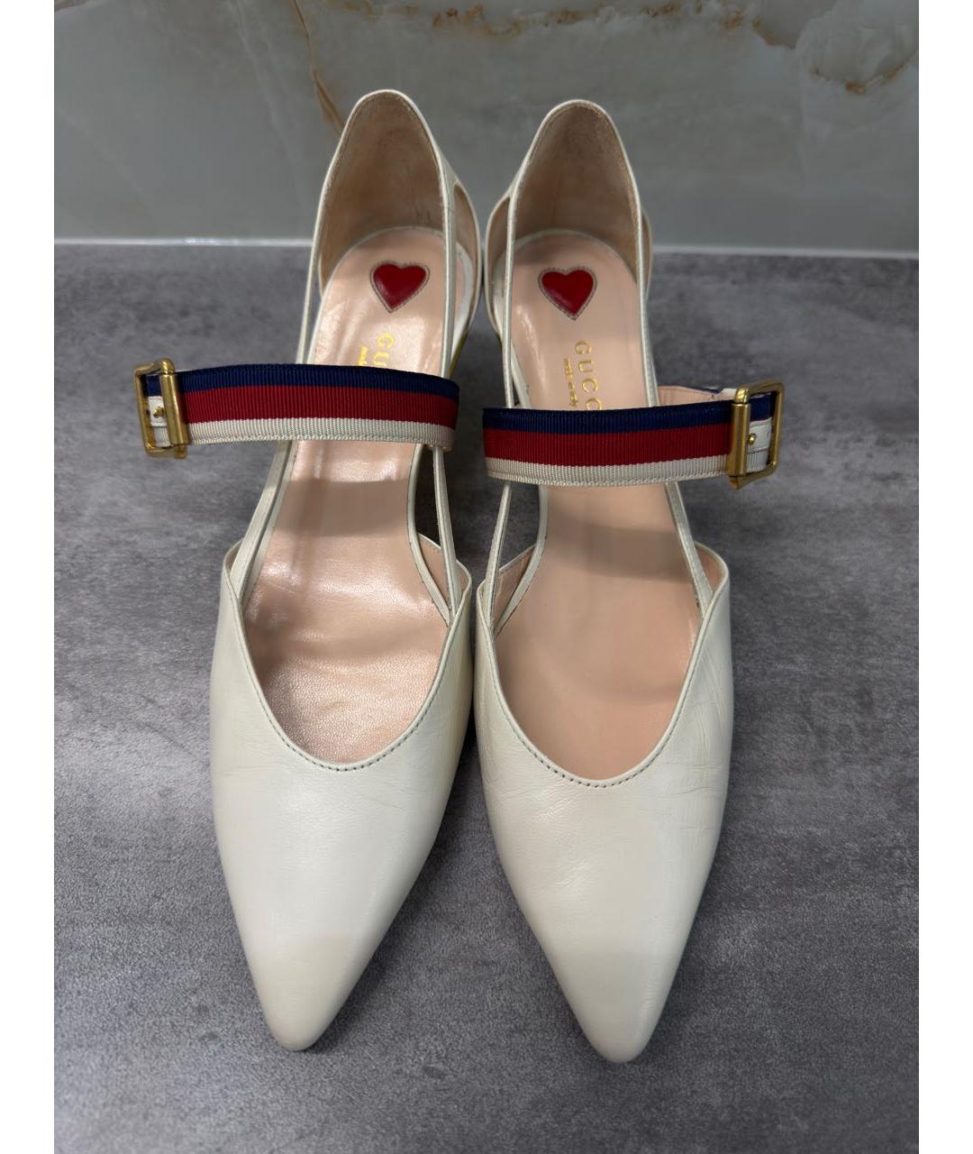 GUCCI Белые кожаные туфли, фото 2