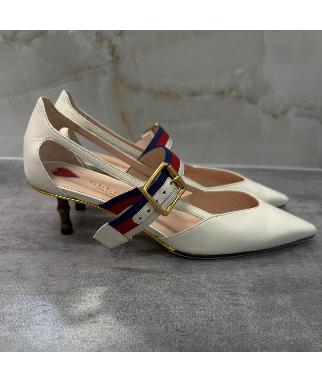 GUCCI Белые кожаные туфли, фото 6