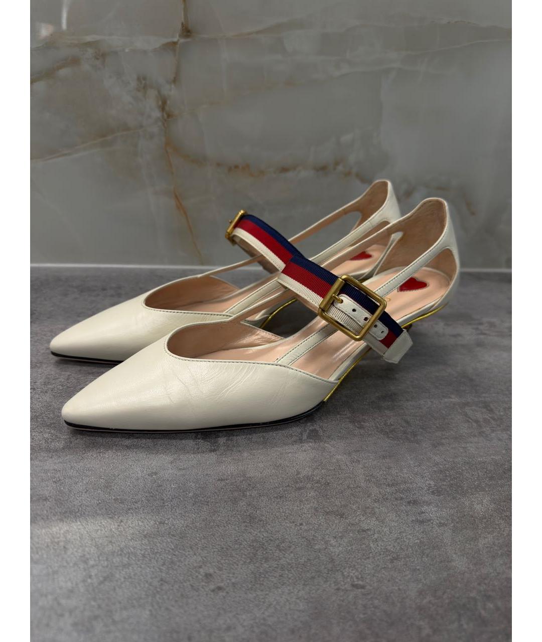 GUCCI Белые кожаные туфли, фото 3