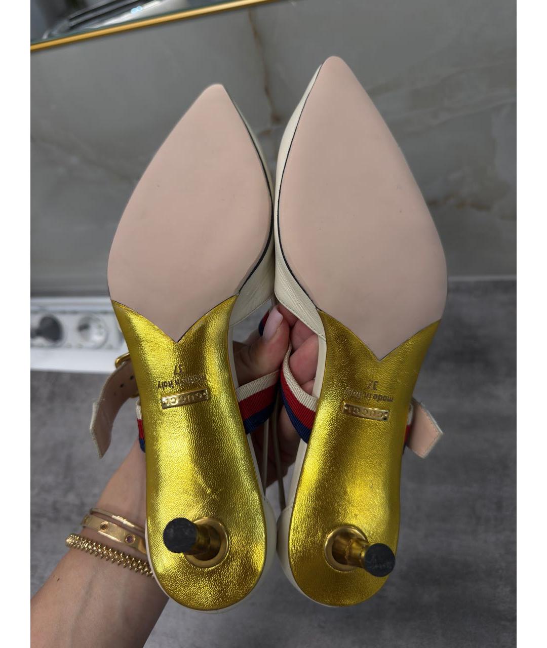 GUCCI Белые кожаные туфли, фото 5