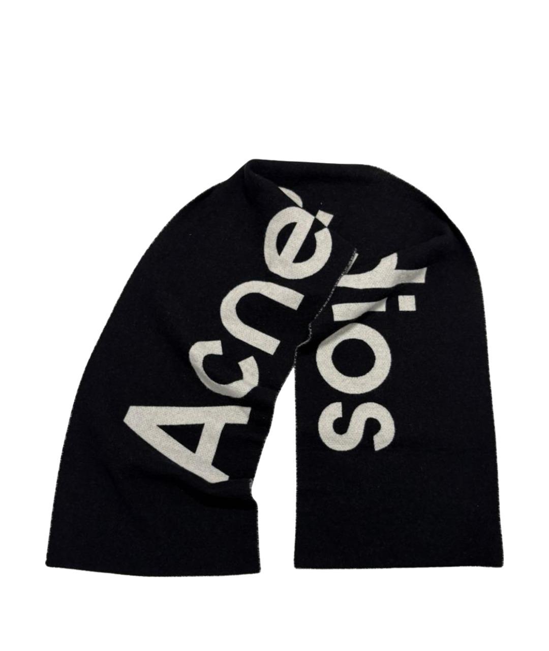 ACNE STUDIOS Черный шерстяной шарф, фото 1