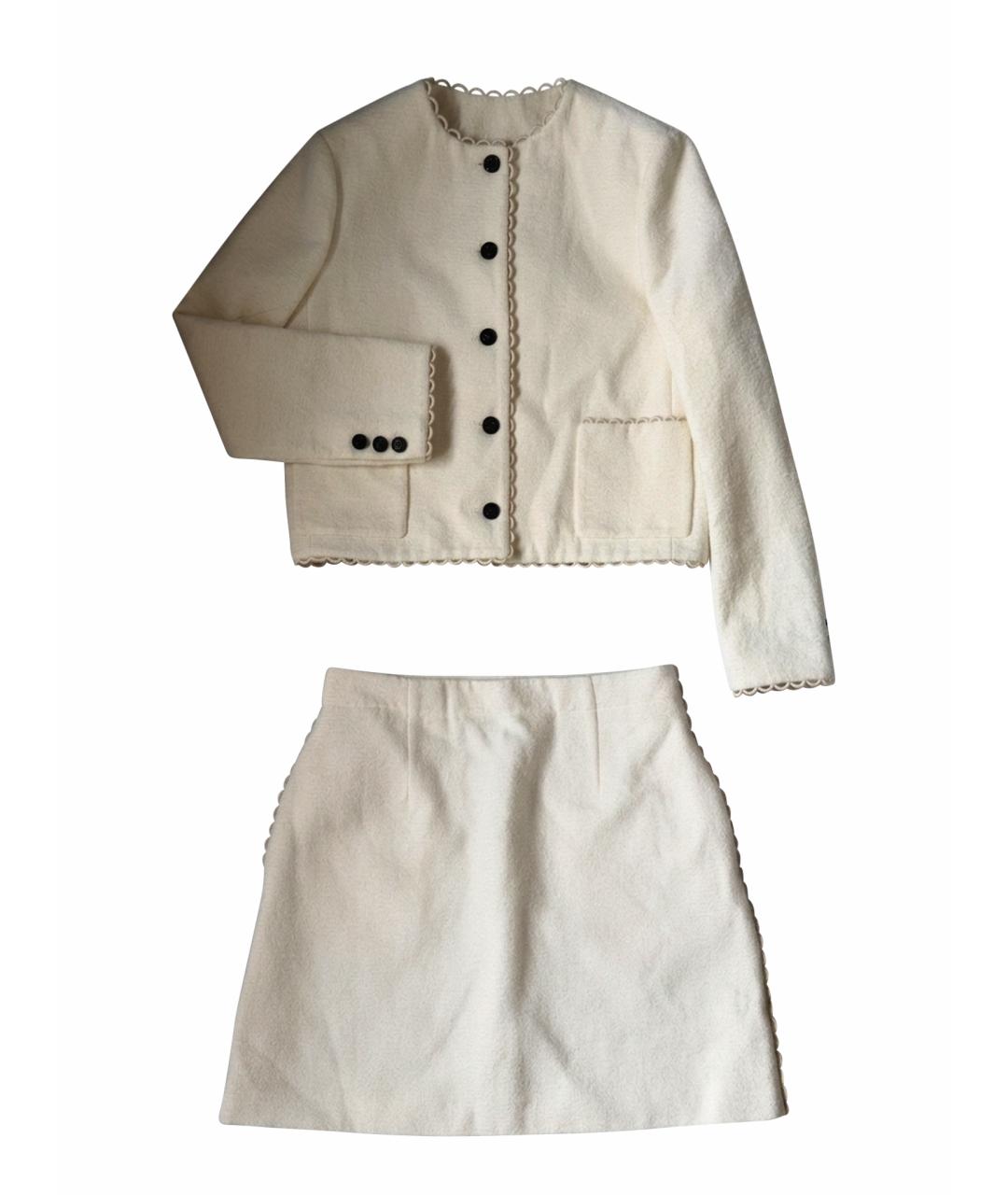 CHRISTIAN DIOR Белый шерстяной костюм с юбками, фото 1