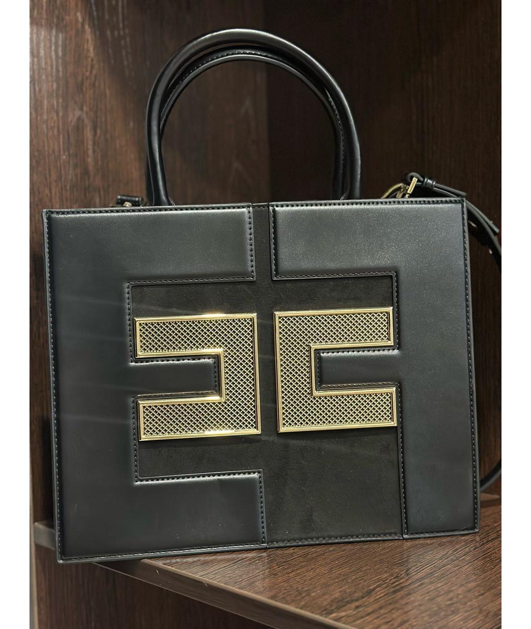 ELISABETTA FRANCHI Черная сумка с короткими ручками из искусственной кожи, фото 2