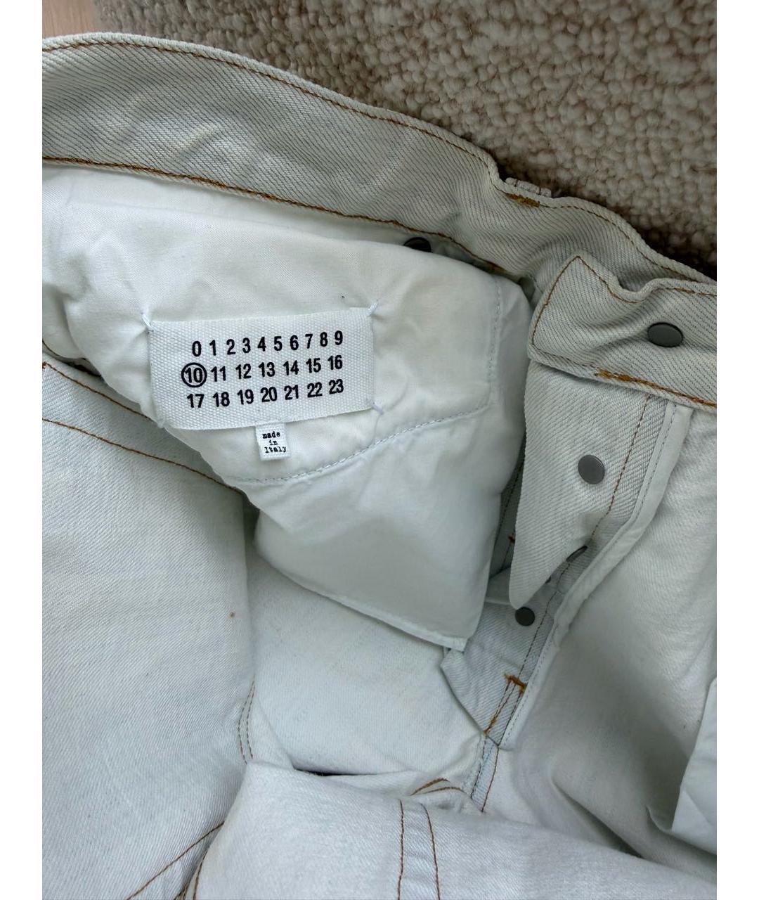 MAISON MARGIELA Белые хлопковые прямые джинсы, фото 5