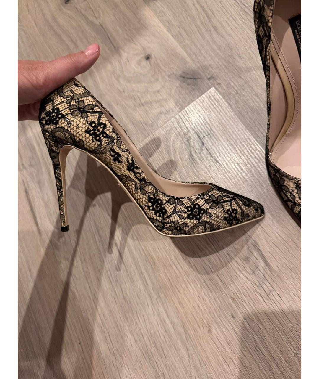 DOLCE&GABBANA Бежевые текстильные туфли, фото 5
