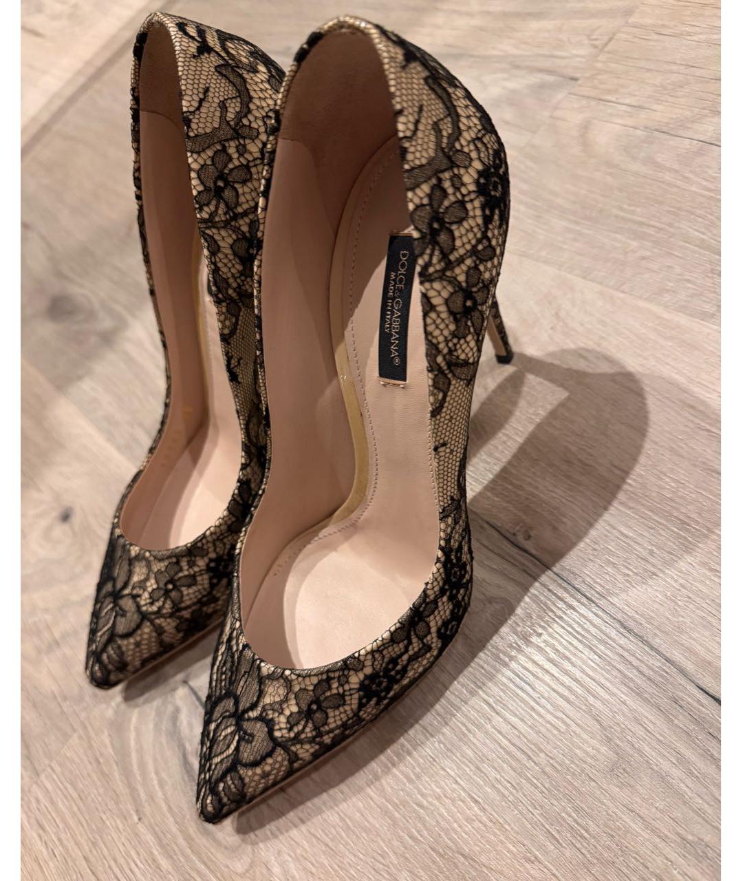 DOLCE&GABBANA Бежевые текстильные туфли, фото 4