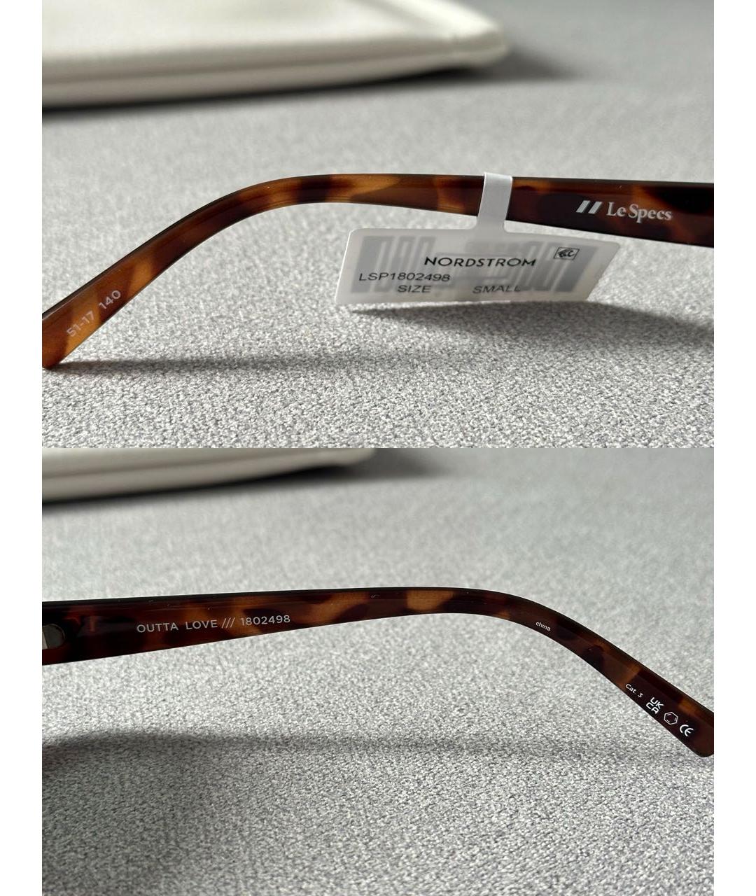 LE SPECS Коричневые пластиковые солнцезащитные очки, фото 7