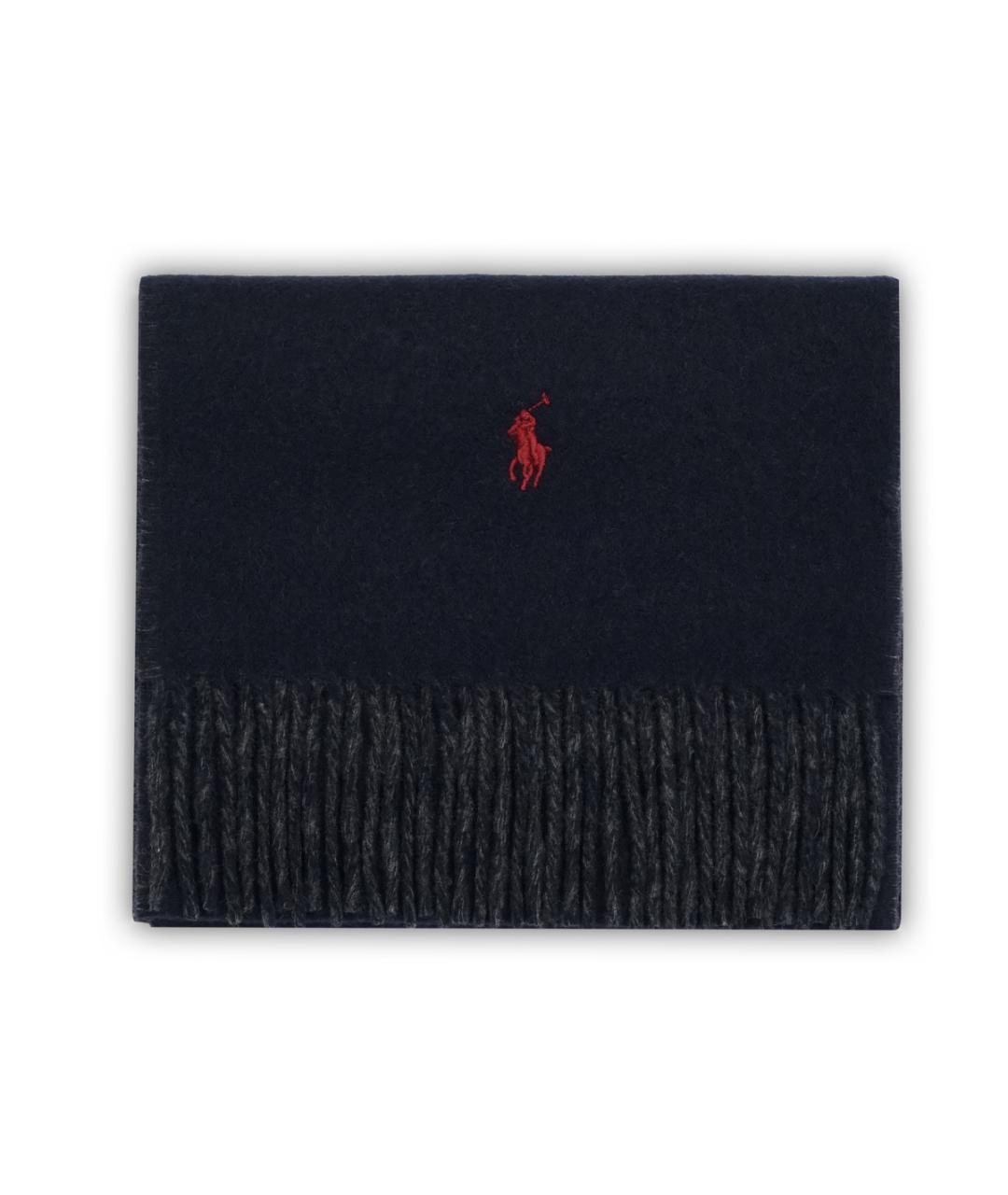 POLO RALPH LAUREN Темно-синий шерстяной шарф, фото 1