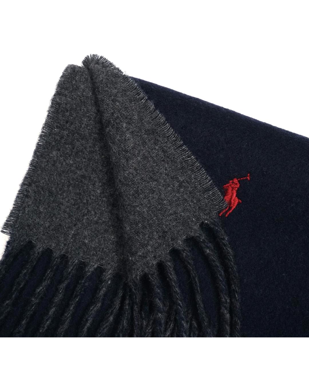 POLO RALPH LAUREN Темно-синий шерстяной шарф, фото 4