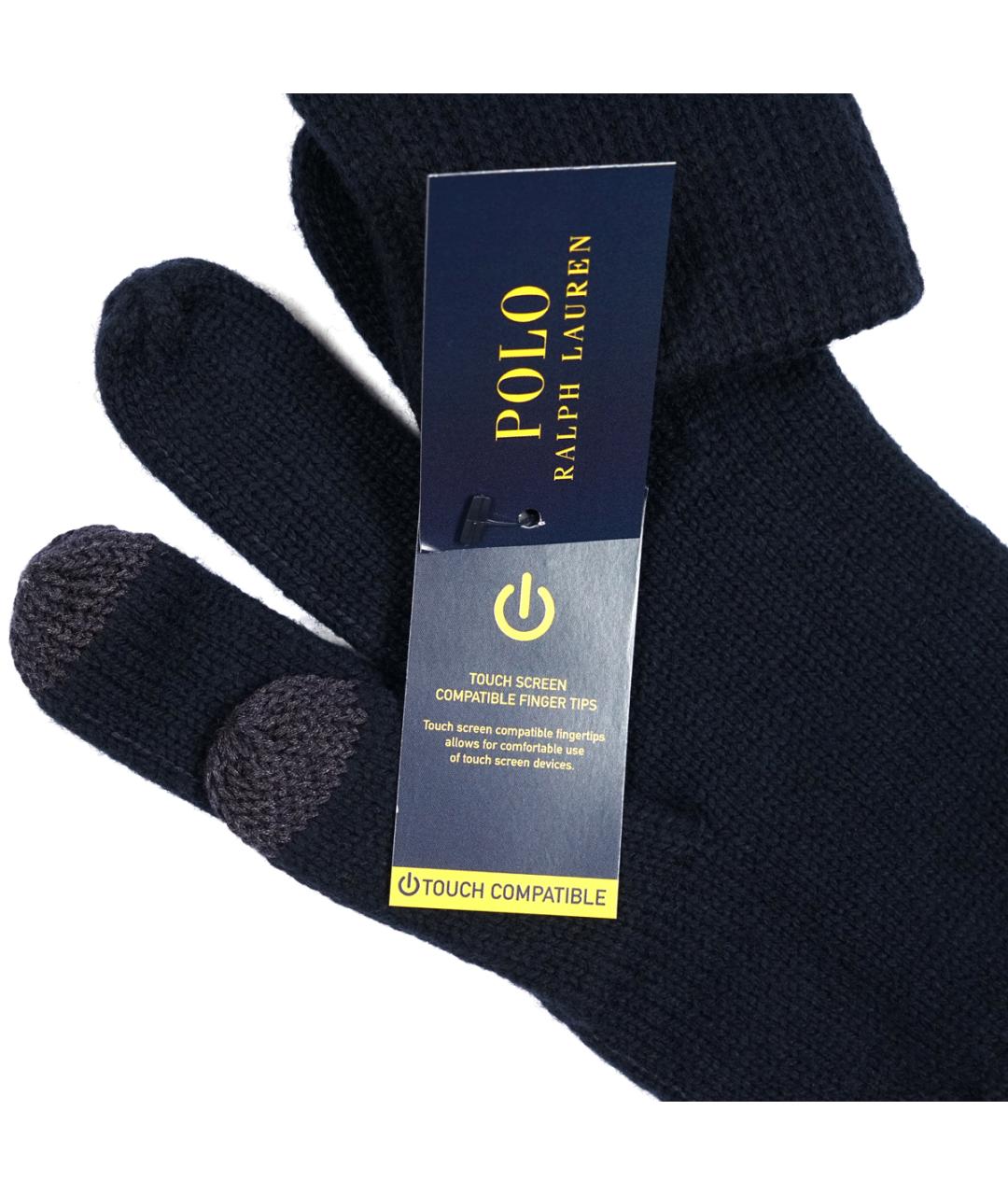 POLO RALPH LAUREN Темно-синие шерстяные перчатки, фото 4