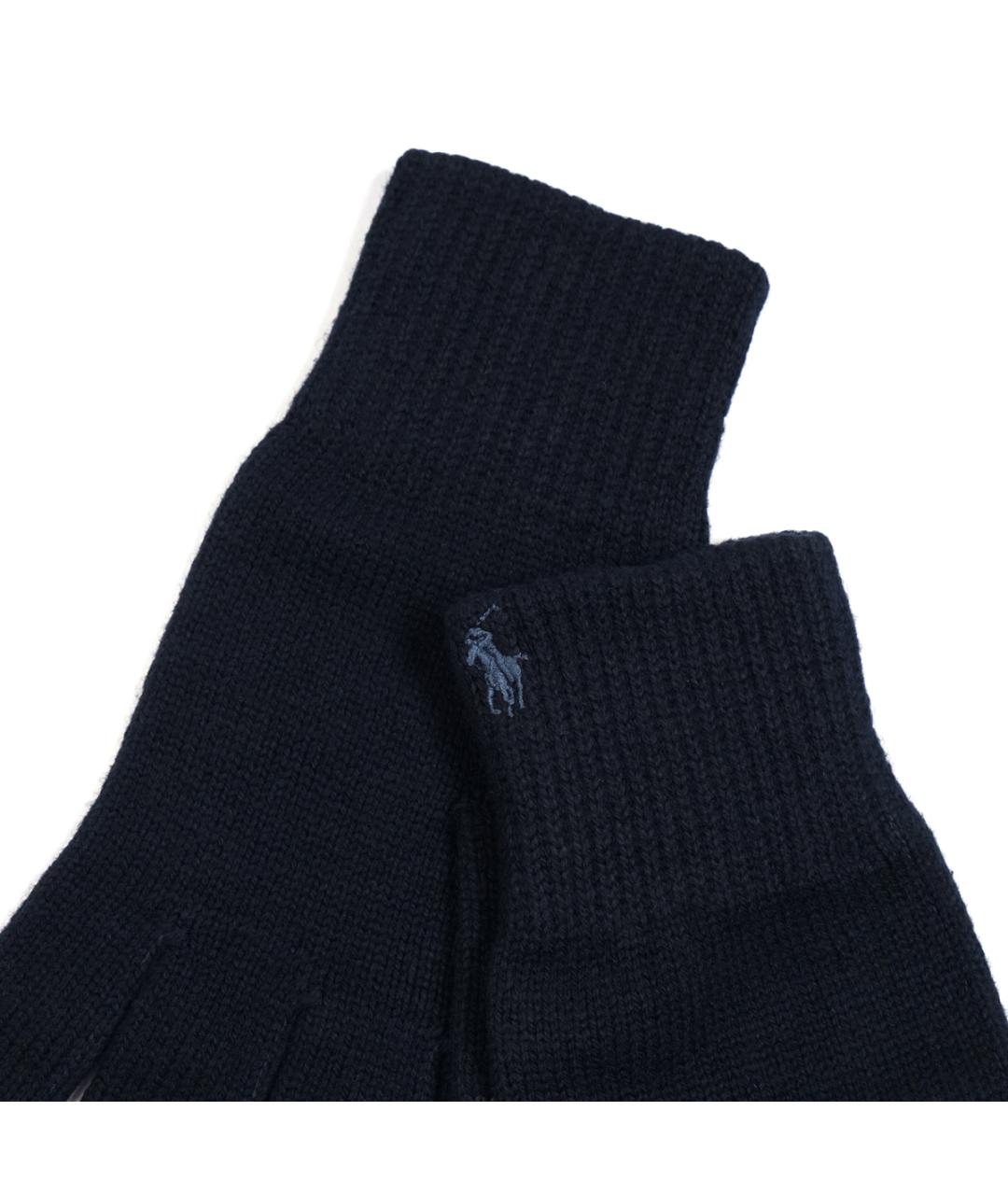 POLO RALPH LAUREN Темно-синие шерстяные перчатки, фото 3
