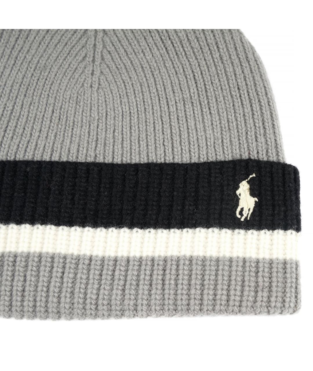 POLO RALPH LAUREN Серая шерстяная шапка, фото 3
