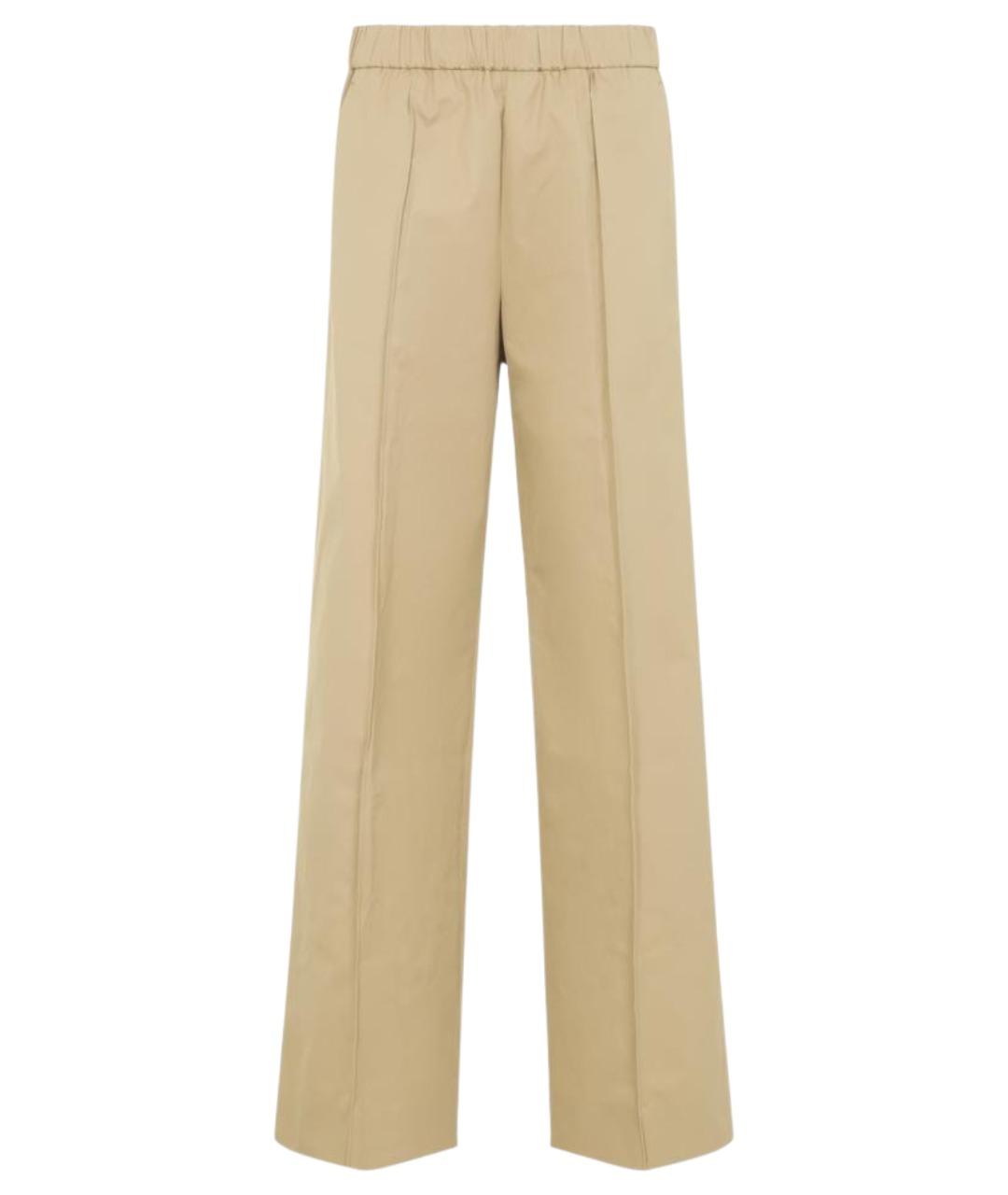 JIL SANDER Бежевые хлопковые прямые брюки, фото 1