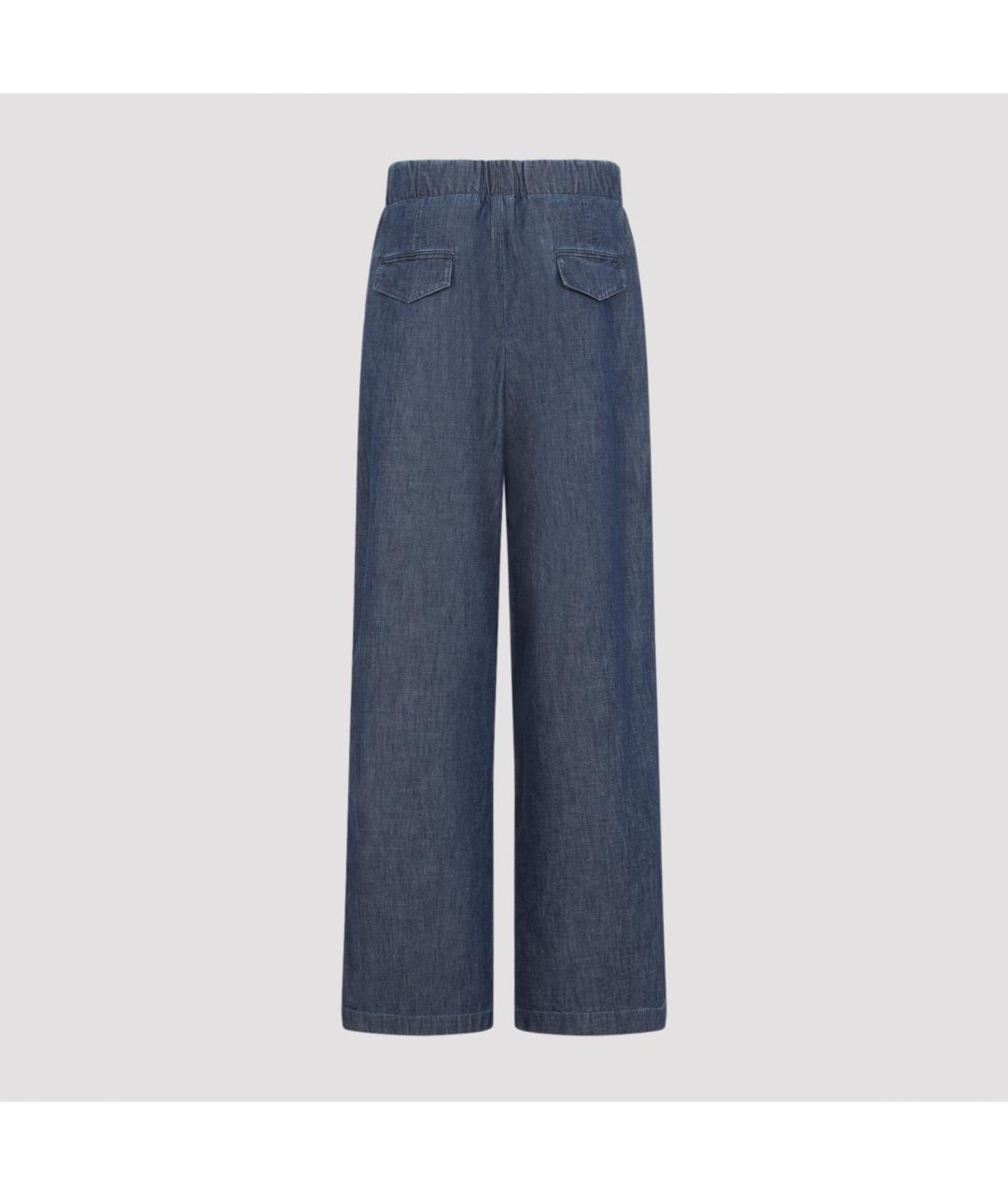 JIL SANDER Синие хлопковые прямые брюки, фото 2