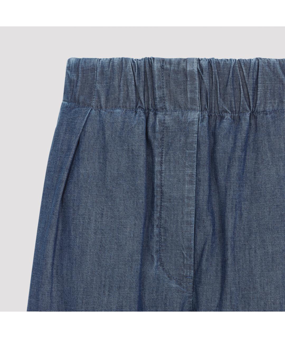 JIL SANDER Синие хлопковые прямые брюки, фото 3