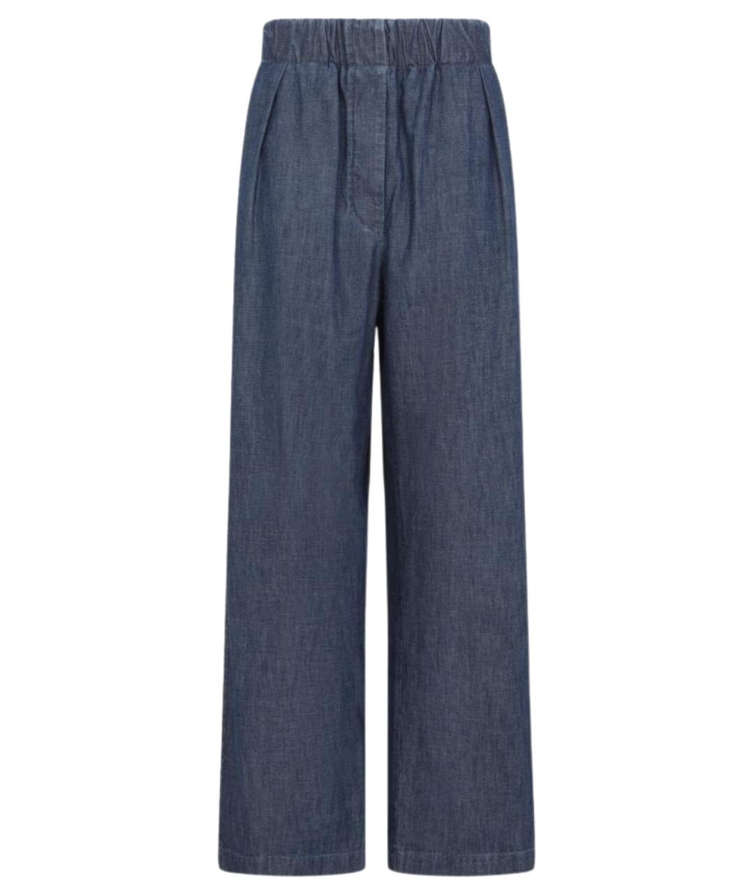 JIL SANDER Синие хлопковые прямые брюки, фото 1