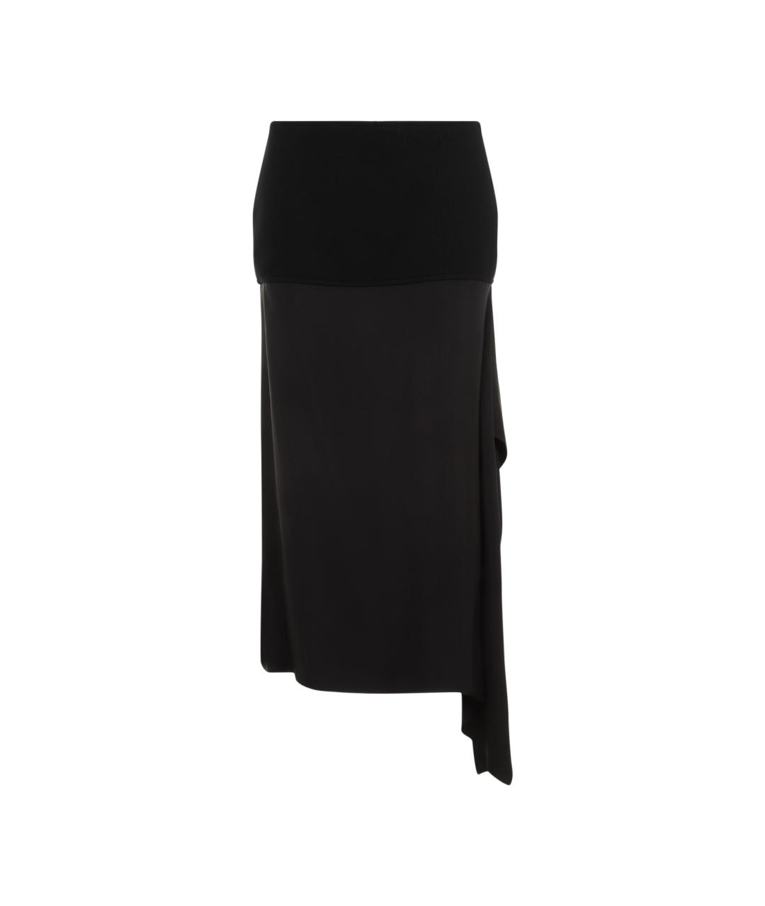JIL SANDER Черная шерстяная юбка миди, фото 1
