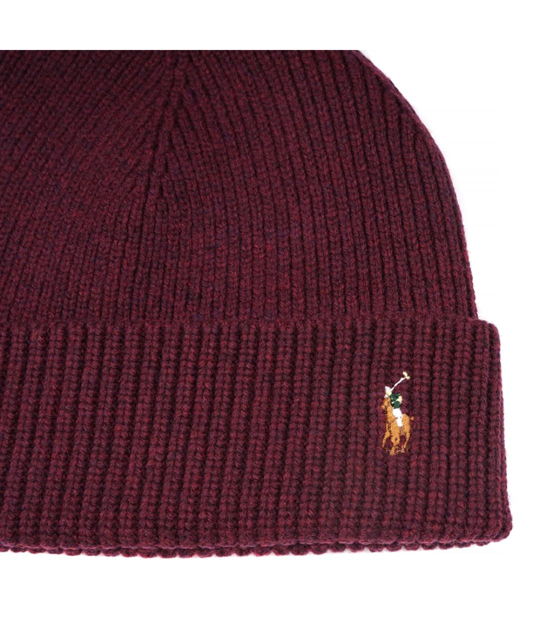 POLO RALPH LAUREN Бордовая шерстяная шапка, фото 3