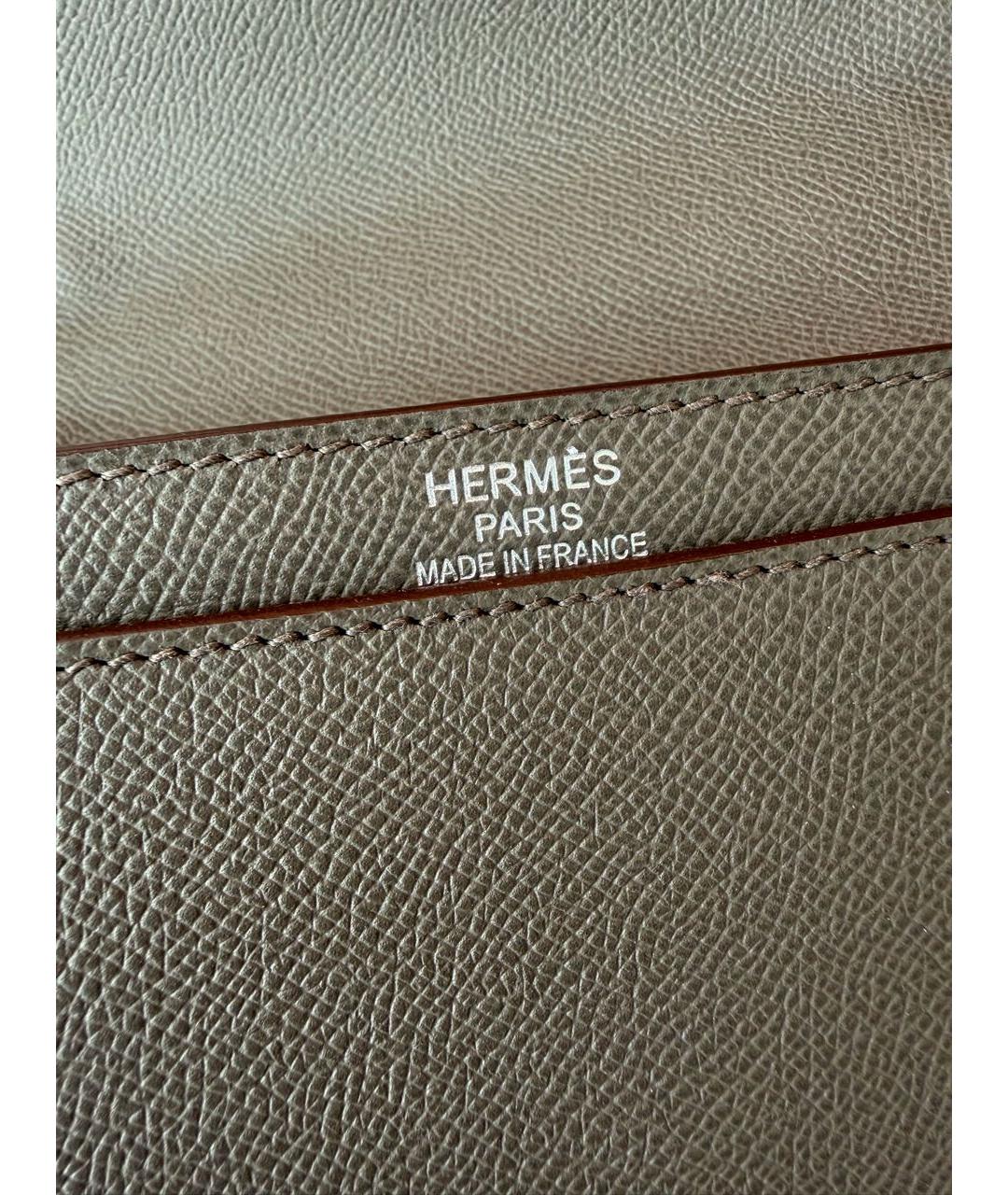 HERMES Антрацитовый кожаный портфель, фото 5