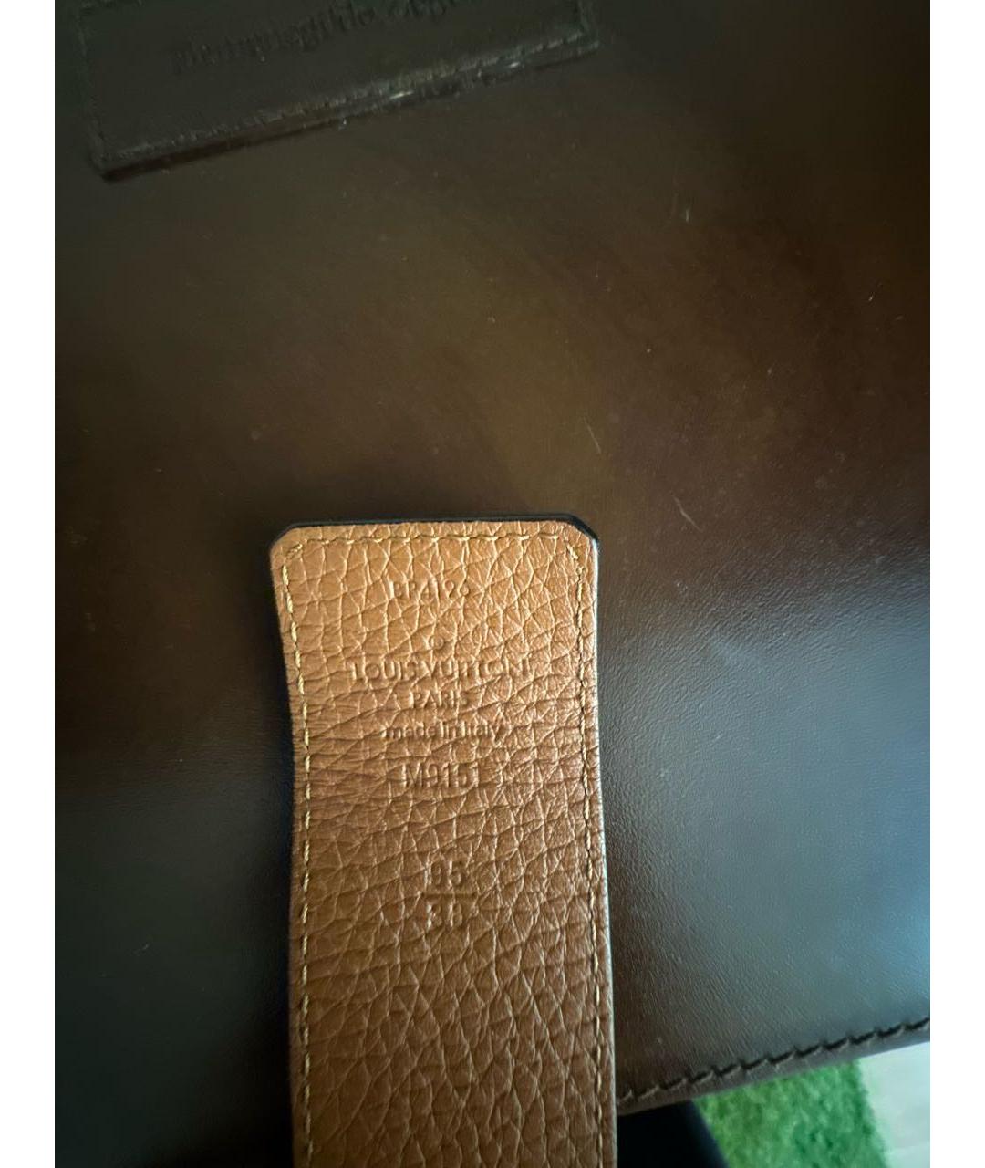 LOUIS VUITTON Черный кожаный ремень, фото 3