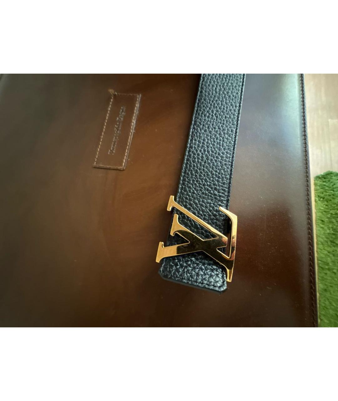 LOUIS VUITTON Черный кожаный ремень, фото 2