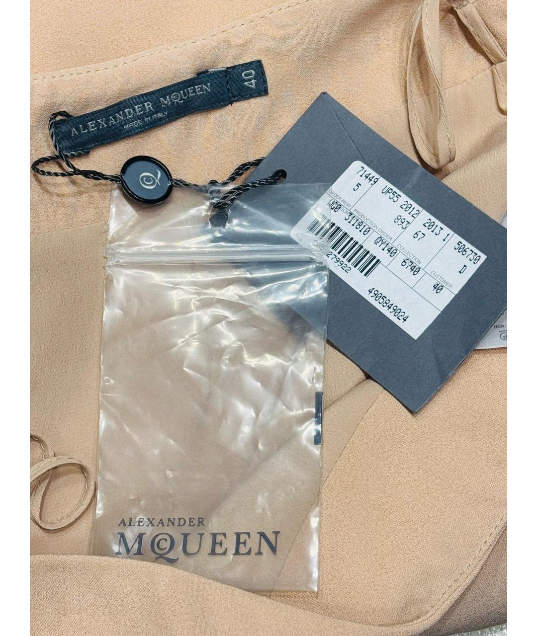 ALEXANDER MCQUEEN Бежевая вискозная юбка мини, фото 4